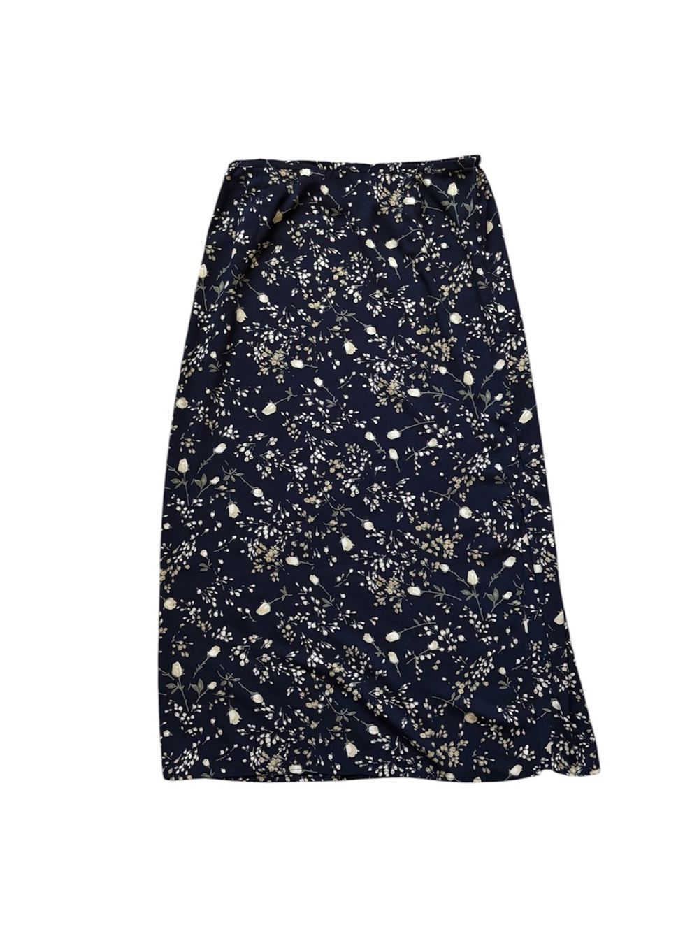 Vintage 90s Floral Midi Skirt Navy Cottagecore Boho L